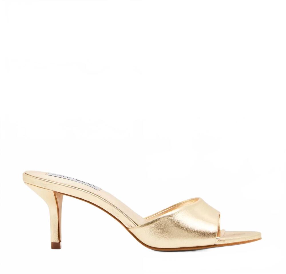 NEW STEVE MADDEN women's kendrix heel sandal in gold leather